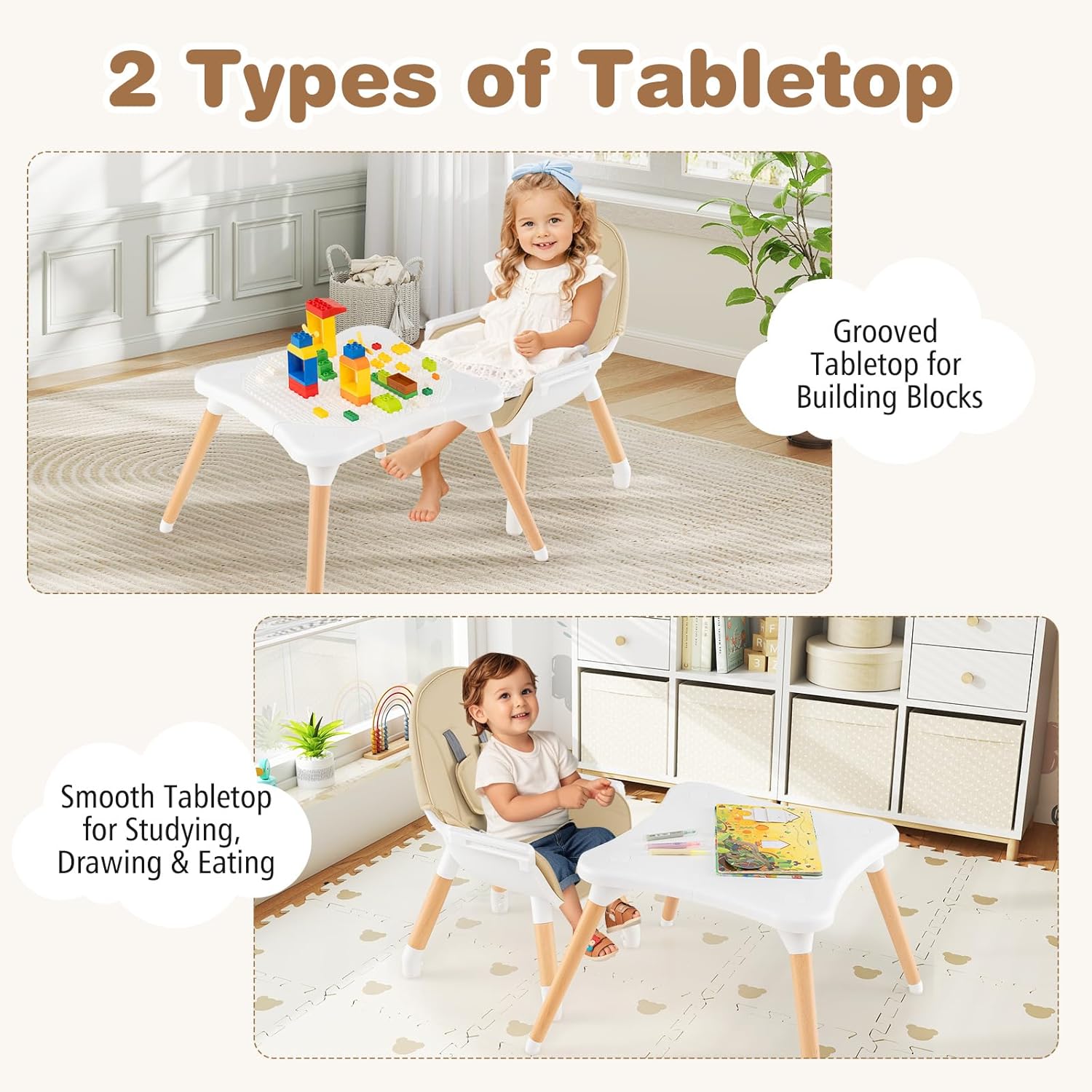 BABY JOY 6 in 1 Convertible High Chair for Babies, Khaki