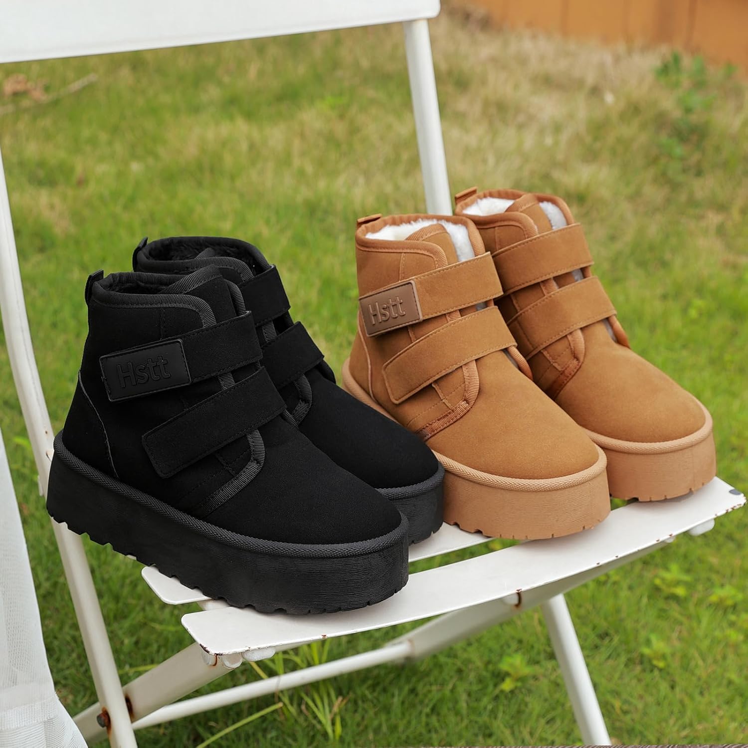 Snow Boots for Women Classic Genuine Suede Leather Winter Boots, Platform Anti-Slip Womens Fur Boots with Memory Foam, Lightweight Ankle Boots Comfort Fuzzy Slippers Shoes - Image 7