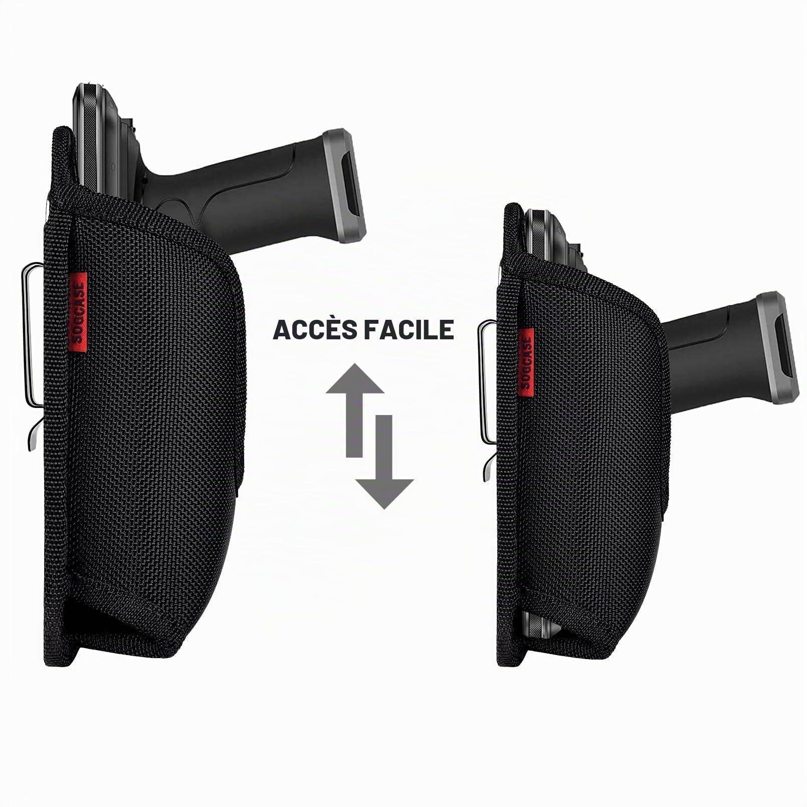 Série de poignée d'étui de Scanner – Qualité épaisse, Grande, Robuste, Clip de Ceinture en métal Robuste, Durable, adapté à la Poche, Compatible avec Code-Barres Zebra, Noir