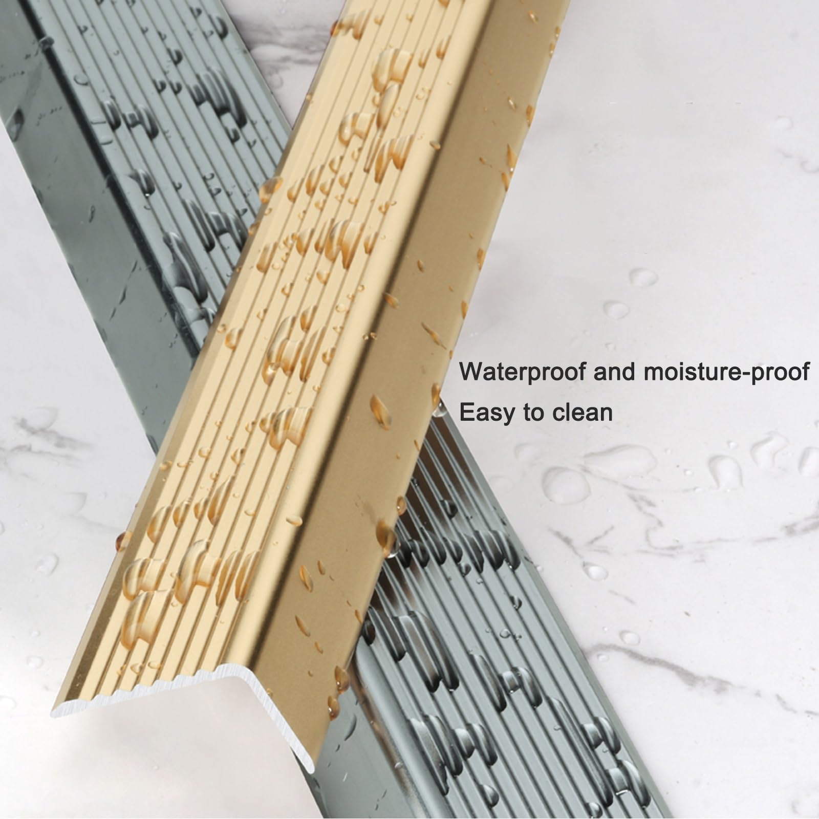 Perfil De Escalera En Aluminio Autoadhesivo, Perfil De Borde Longitud 90 Cm*3, Antideslizante De Borde Escalonado, Perfil De Protección Para Borde De Escalón, Ancho 3/4/5/7/10cm(Gold,100*30mm)