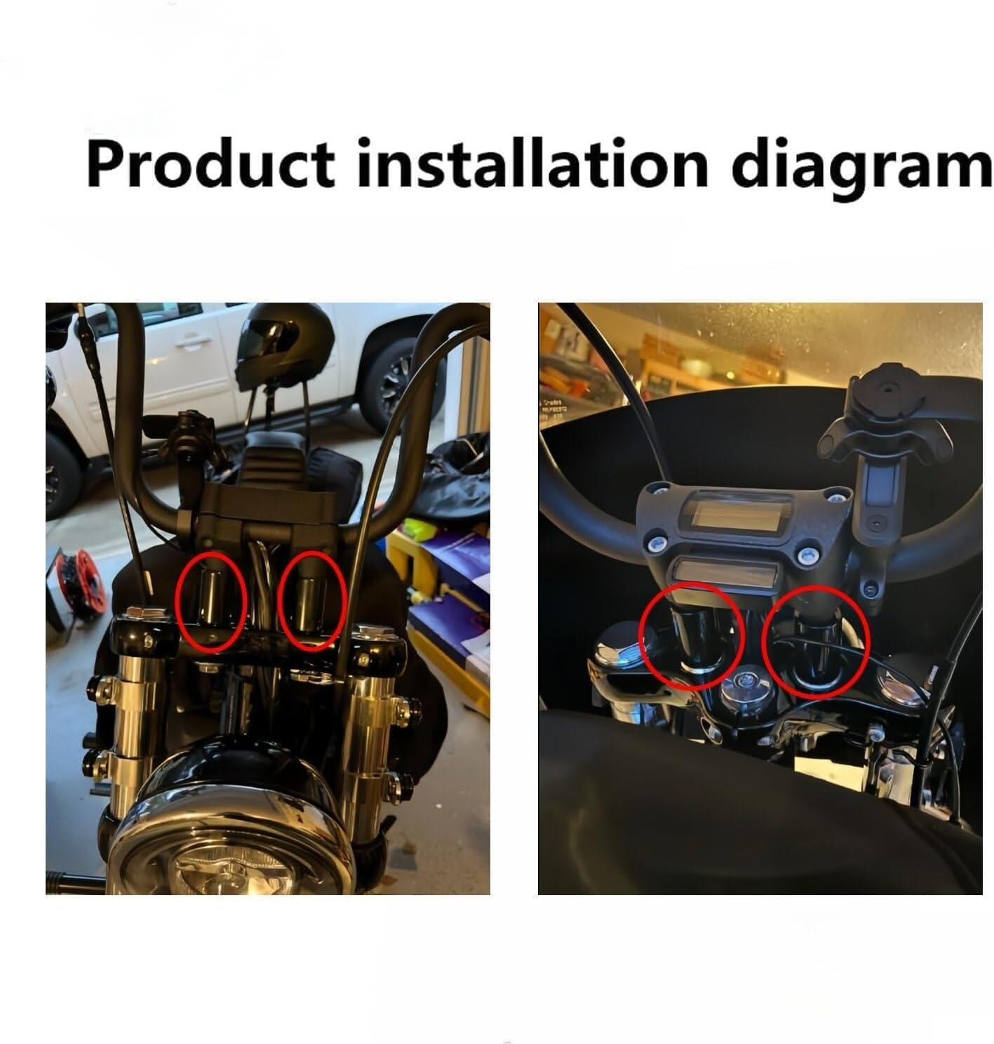 AC-MTORC 1 Inch Rise Handlebar Risers Extension for Harley 1-1/4 Inch or 1 Inch Handlebars Motorcycle Spacers (Black)