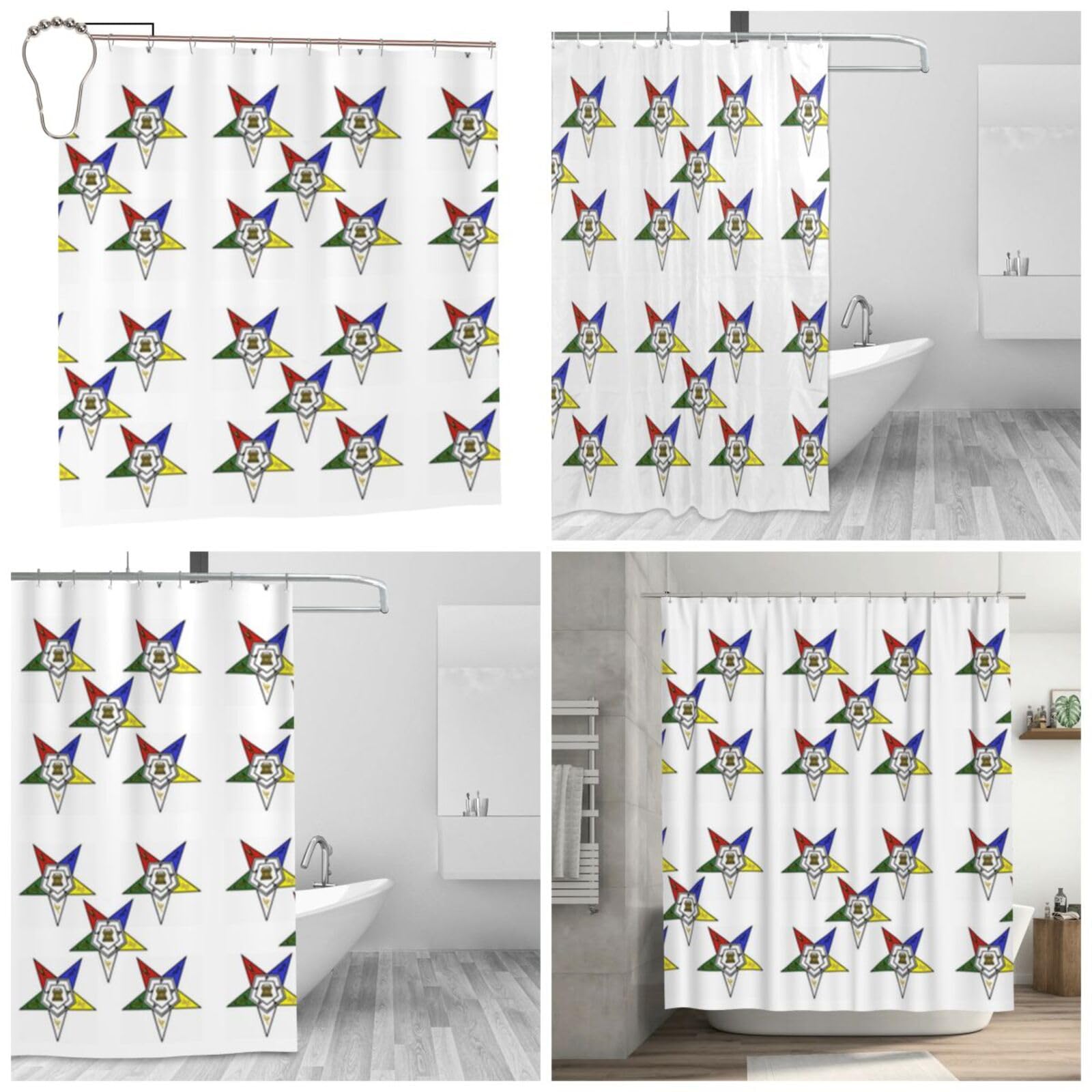 Rideau de douche 183 x 183 cm motif étoiles pour une salle de bain moderne