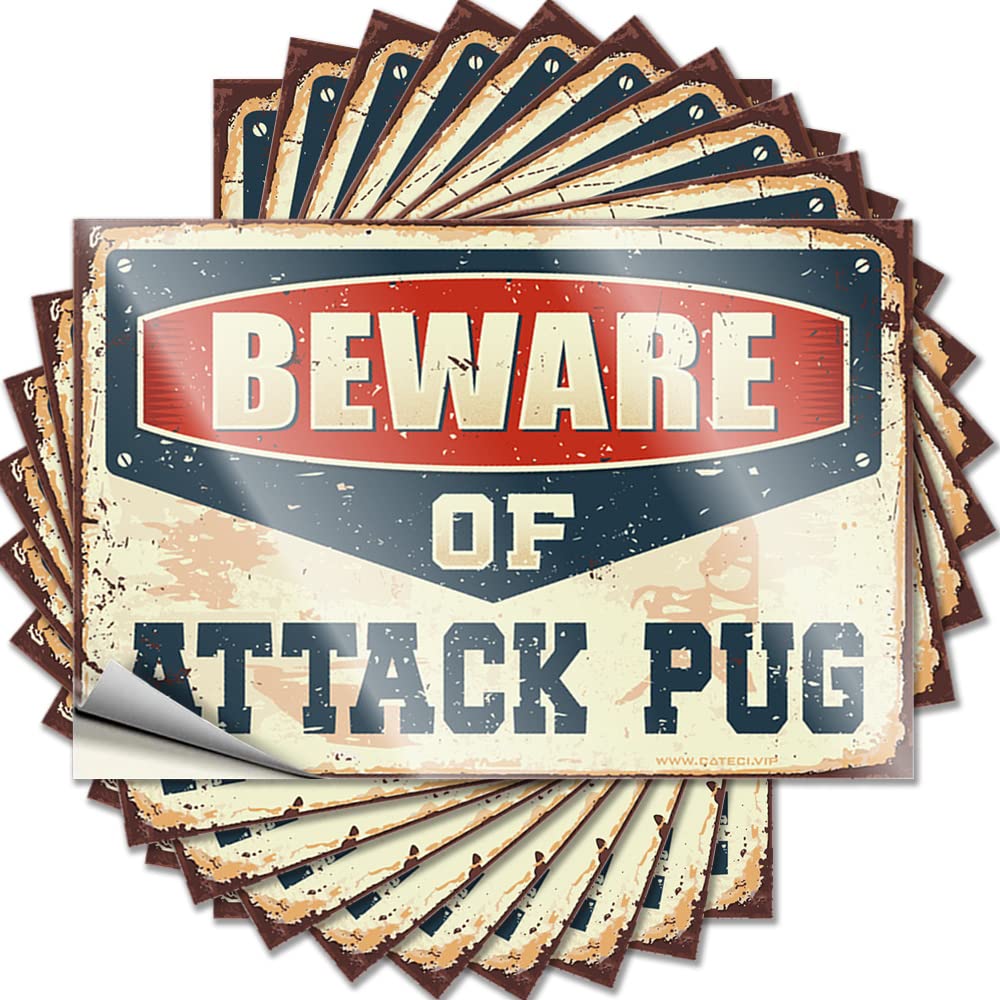 Bumper Funny Stuff Easy Apply | Beware of Attack Pug Fuzzy Fun Peel and Stick(12X18CM)