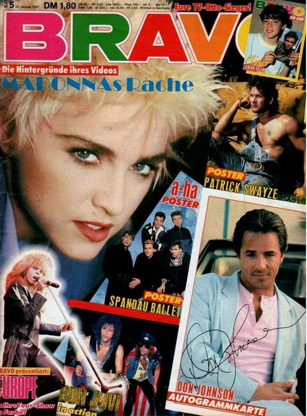 Bravo Magazin Deutschland 1987-05 Madonna Bon Jovi Patrick Swayze Spandau Ballet Don Johnson Originalausgabe