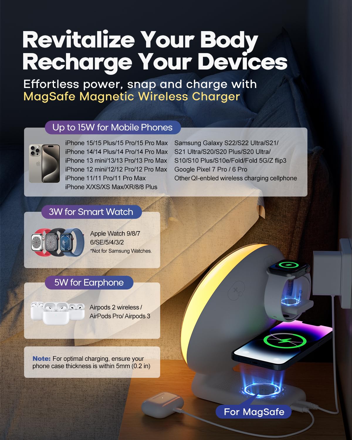 Wireless Charging Station for Phone, Apple Watch, and AirPods