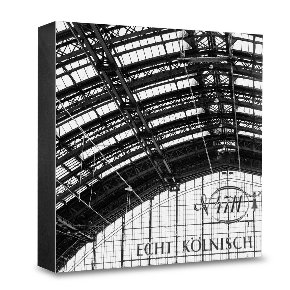 Bloc photo en bois 20 x 20 cm Cologne tableau décoration murale architecture industrielle