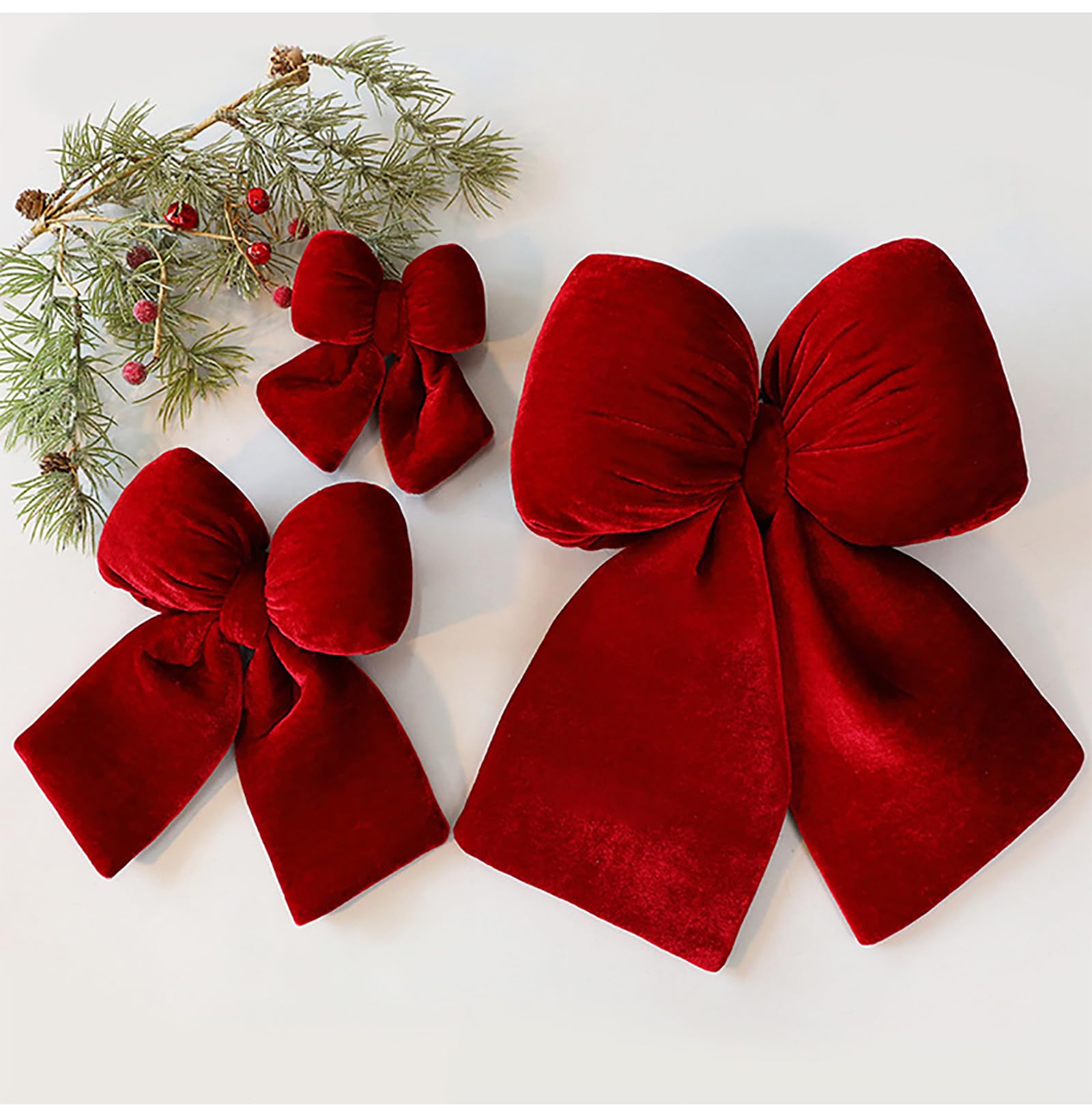Lazos de Navidad con purpurina, para árbol de Navidad, lazos de terciopelo, decoración