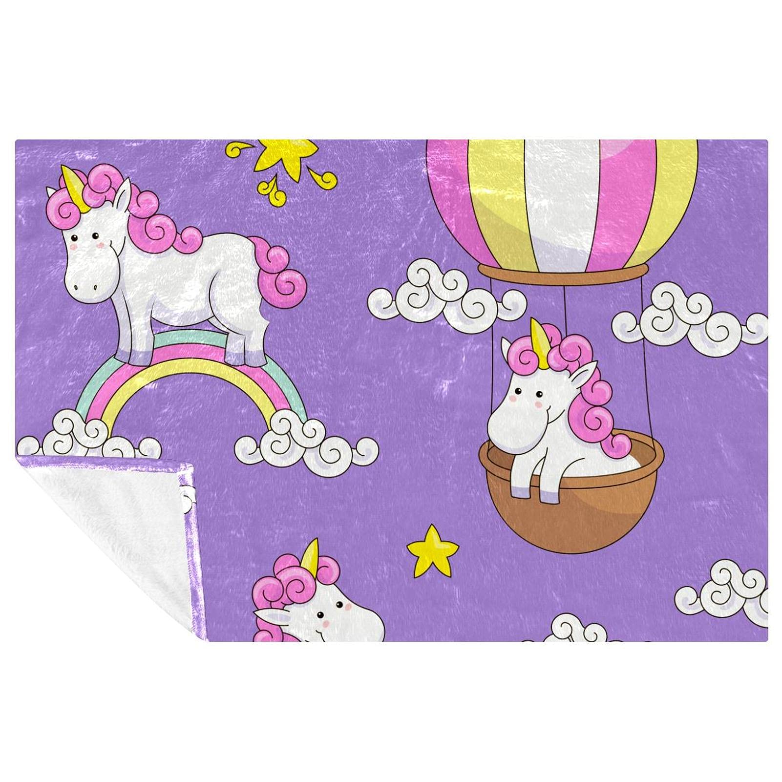 Couverture pour pique-nique et canapé à motif licorne et arc-en-ciel