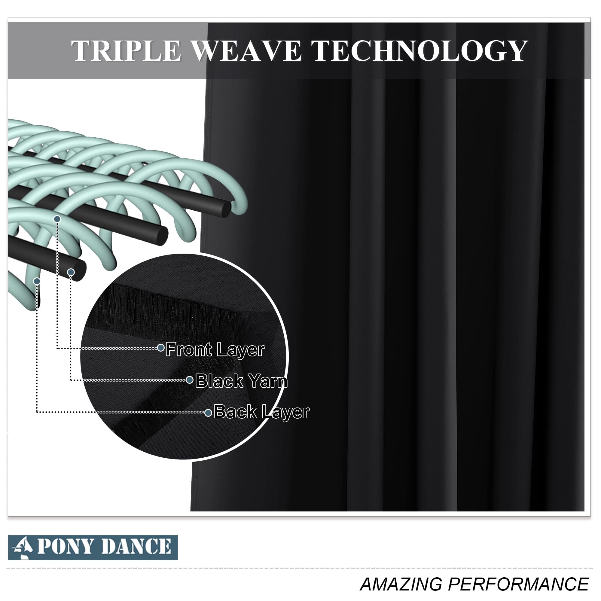 PONY DANCE Tenda Corta per Cucina Moderna Tenda Oscurante da Interno con Anelli Blackout Curtain Termica Isolante per Casa 1 Pezzo L 140 x A 145 cm, Nero