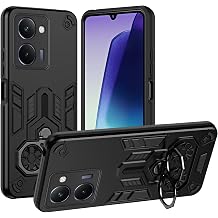 Protective Back Case Cover For OPPO Realme P3 ULTRA Phone Case with Kickstand,Military-Grade Heavy Duty Protection Mobile Cover PC Matte Textured Cover Rugged Shockproof TPU Sturdy CaseBlack