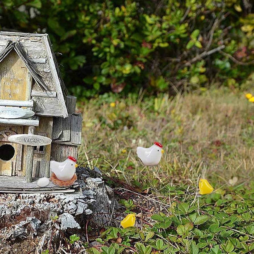 Amazon.co.jp: PLIGREAT 木製鶏小屋 ミニチュアチキンファミリー