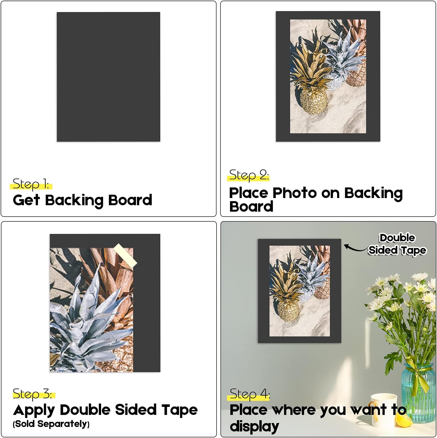 Golden State Art, 10 Pack 16x20 Uncut Photo Mat Matboard, Black Backing Board for Frame, Picture, Print