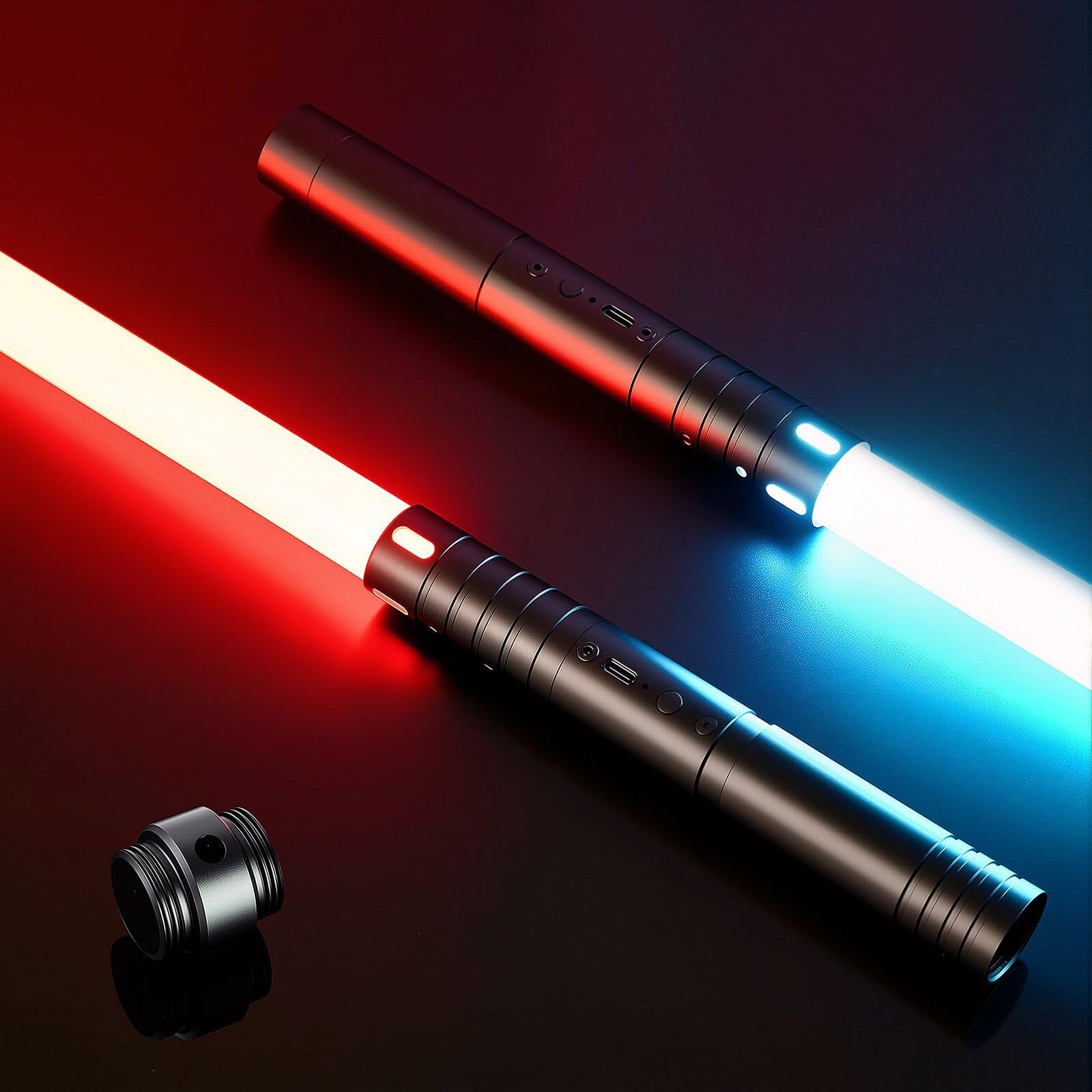 Children's Lightsaber, 2-in-1 Rechargeable Lightsaber, 20 Colors, with Sound (with Memory Mode), Laser Sword for Children and Adults, Role-Playing, Gift(2 Pieces/Black)
