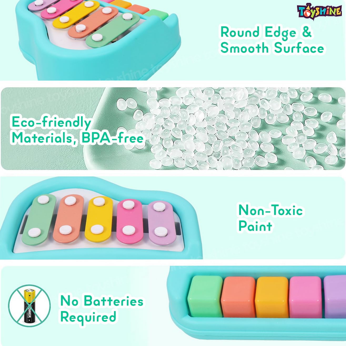 Toyshine Musical Xylophone and Mini Piano, Non Toxic, Non-Battery, Assorted Color - Image 4 thumbnail