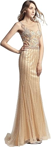 Miniatura 3 de Sarahbridal Vestidos de tul para mujer, vestidos largos de graduación, formal, para concursos de noche, concursos de fiesta, color champán