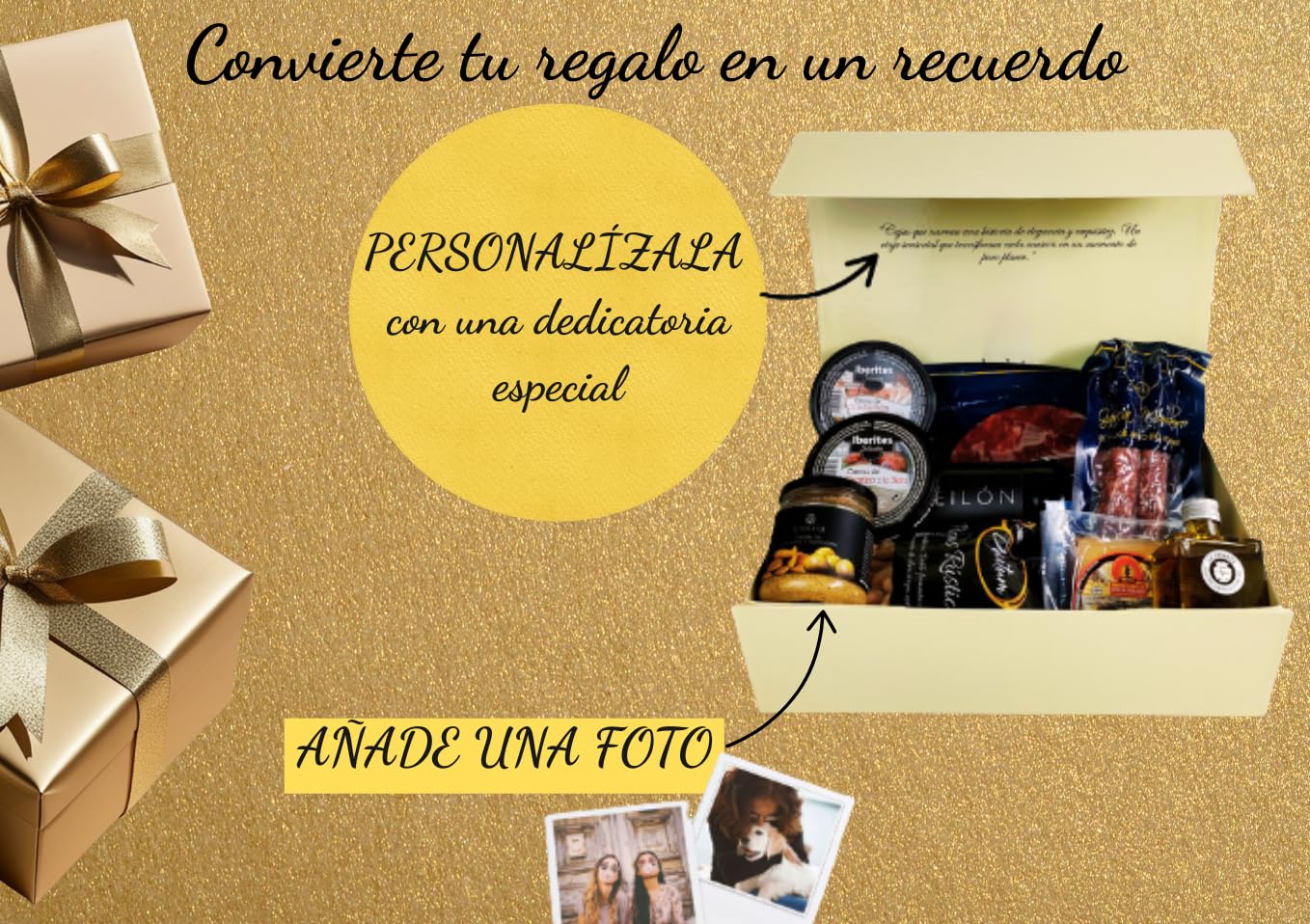 DON GOURMET, Cesta Gourmet para Regalar, Personalizable, Queso curado, jamón ibérico, Fuet ibérico, lote embutidos ibéricos, aceite de oliva, patés, pack ibéricos, Regalo Profesor.