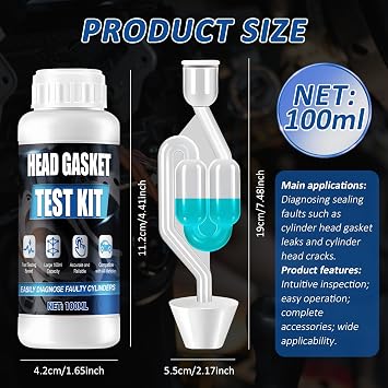 Head Gasket Test Kit, Portable Operation,Detector for 50 Tests | Combustion Leak Tester Kit,Head Gasket Tester,Portable Operation,For Car,Truck,Minibuse,Transport Vehicle,Motorcycle