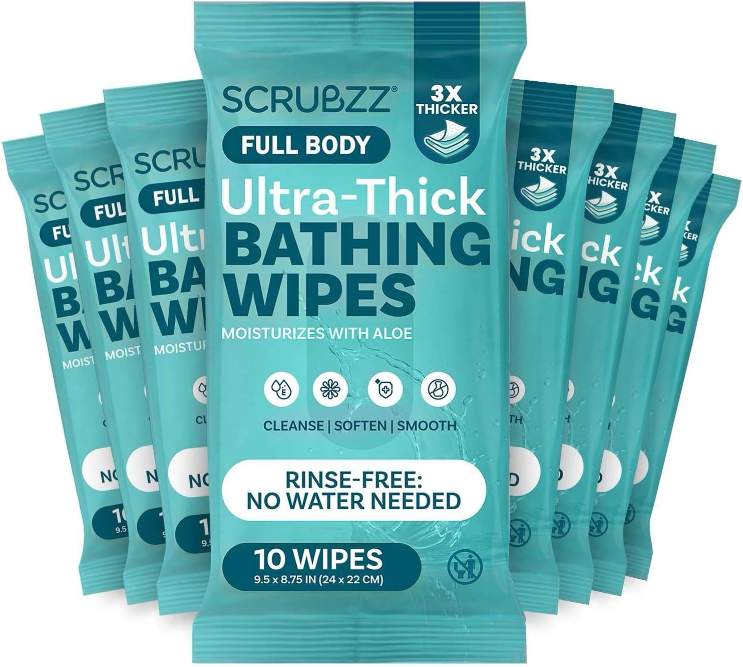 Extra Large Bath Wipes for Adults Bathing No Rinse - 80 Ultra Thick Disposable Body Wipes for Men, Women & Elderly - Great for Gym, Camping, Post Surgery