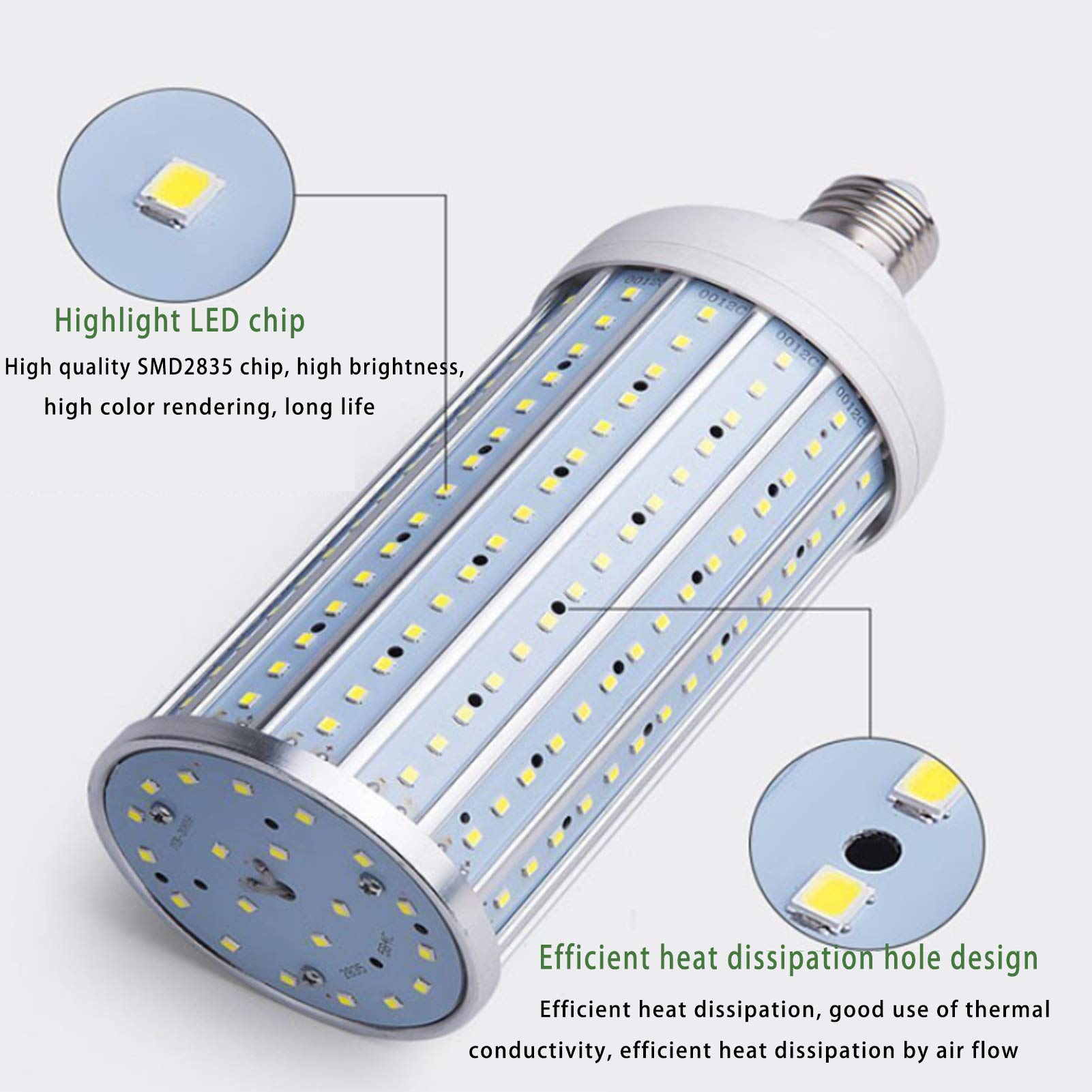 Bombillas LED maíz con base, bombilla bajo consumo 30 W, equivalente a bombilla incandescente 240 W, adecuada iluminación áreas grandes en interiores y exteriores, verdadero