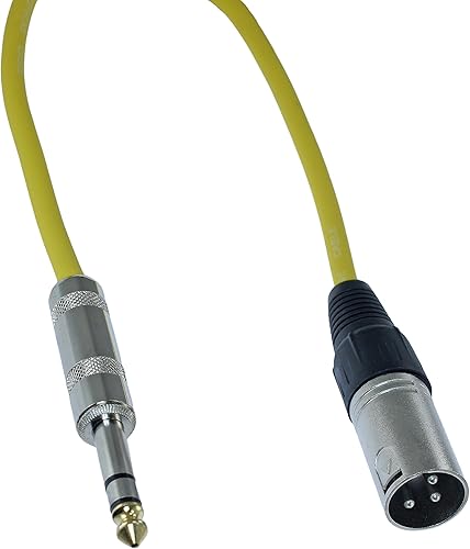 Miniatura 3 de MCSPROAUDIO Cable de conexión de audio profesional XLR macho TRS de 14 pulgadas a 3 pines equilibrado y blindado (6 pies de largo, amarillo)