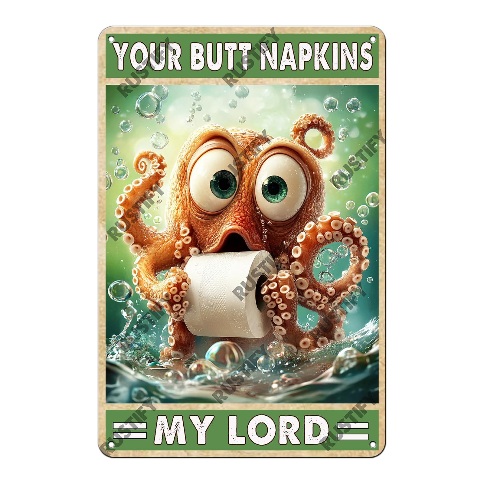 Anceky Funny Sign Your Butt Napkins My Lady Octopus Metal Tin Sign Wall Decor for Kitchen Outdoor Yard Window Fence 12×16 Inch