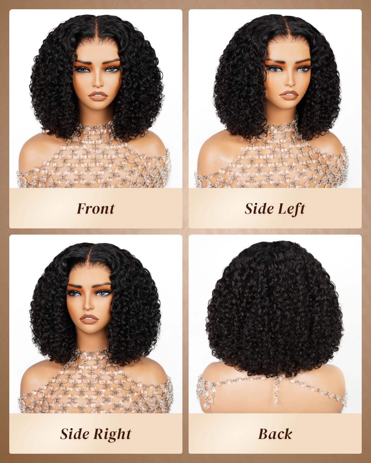 6x6 Wear and Go Glueless Lace Front Wig Human Hair 210% Density Deep Curly Bob Wear Go Glueless Deep Curly Pre-cut Lace Wig Upgrade 6x5  main image 4