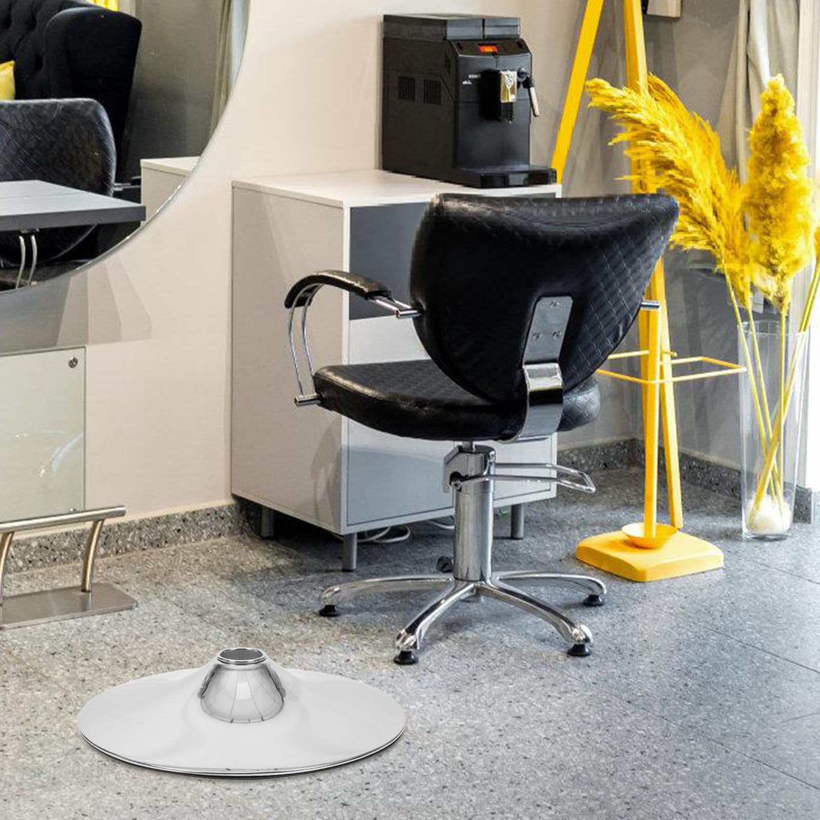 Mikikit Pied de Chaise de Salon 385 en Acier Inoxydable pour Fauteuil Rotatif, Base Stable Conçue pour Fauteuils de Coiffure Polyvalents