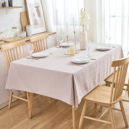 Miniatura 9 de Mantel redondo de jacquard de 60 pulgadas, color gris, patrón de hojas, borde festoneado, sedoso, suave, impermeable, resistente a las arrugas,