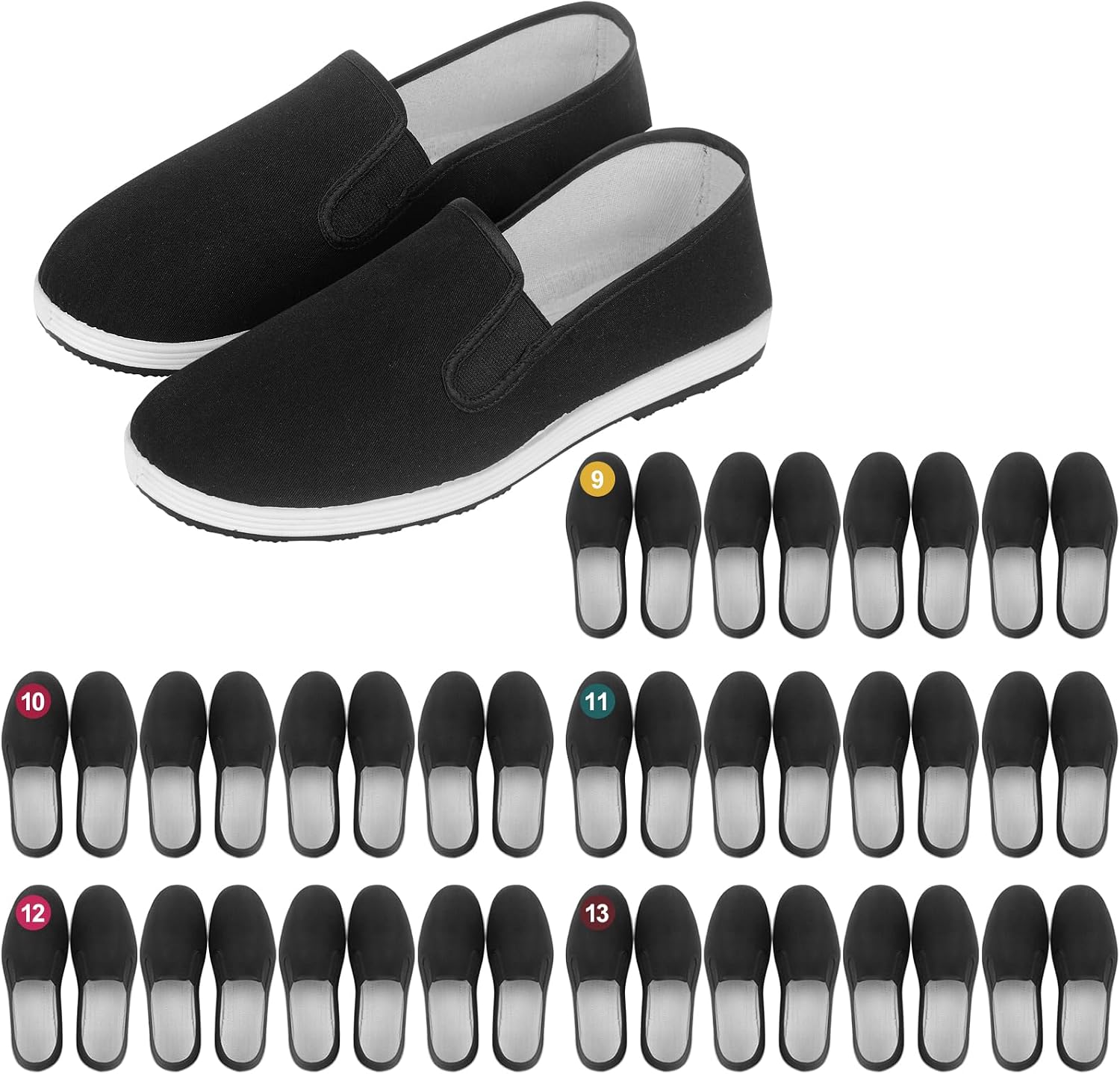 Bulk 20 Pairs Men's Washable Tennis Shoes for Homeless Shelters Sneakers in US Sizes 9-13 (EU 43-47) – Lightweight All-Season Comfort with Organza Dust Bags Black