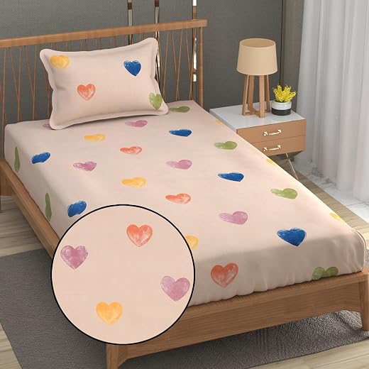 FRESH FROM LOOM Floral Print 240 TC Single Bed Bedsheet - Microfiber, Anti Fade, 1 Pillow Covers (Size- 60 x 90 Inch | Hea...