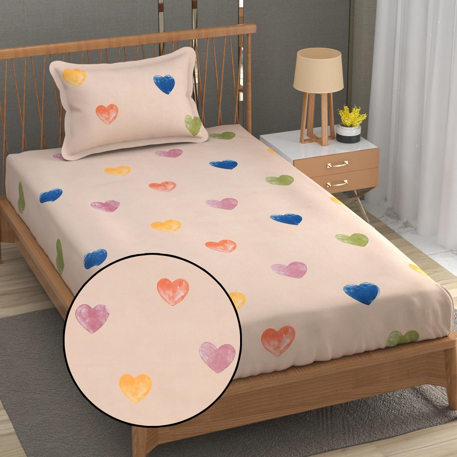 FRESH FROM LOOM Floral Print 240 TC Single Bed Bedsheet - Microfiber, Anti Fade, 1 Pillow Covers (Size- 60 x 90 Inch | Hea...