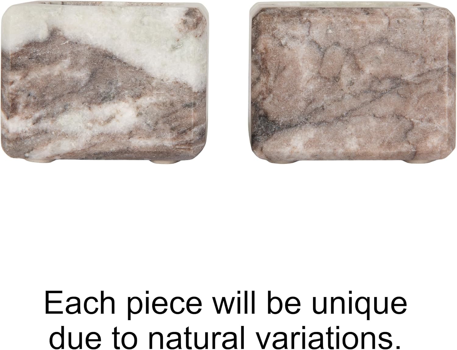 Creative Co-Op Square Marble Bowl with Stainless Steel Spoon, Brown