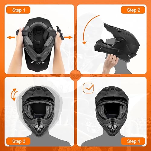 Miniatura 7 de Casco de motocross para adultos con gafas, guantes y máscara, hebilla de liberación rápida, visera ajustable, casco para adultos, motocross,