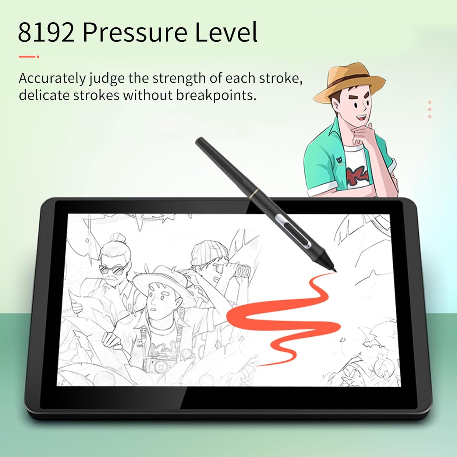 Drawing Tablet, 12HD-A H-IPS LCD Graphics Drawing Tablet Monitor 11.6 Inch Size 1366x768 Display 8192 Pressure Level with Interactive Stylus Pen and Tilt Function, USB-Powered Low Consumption
