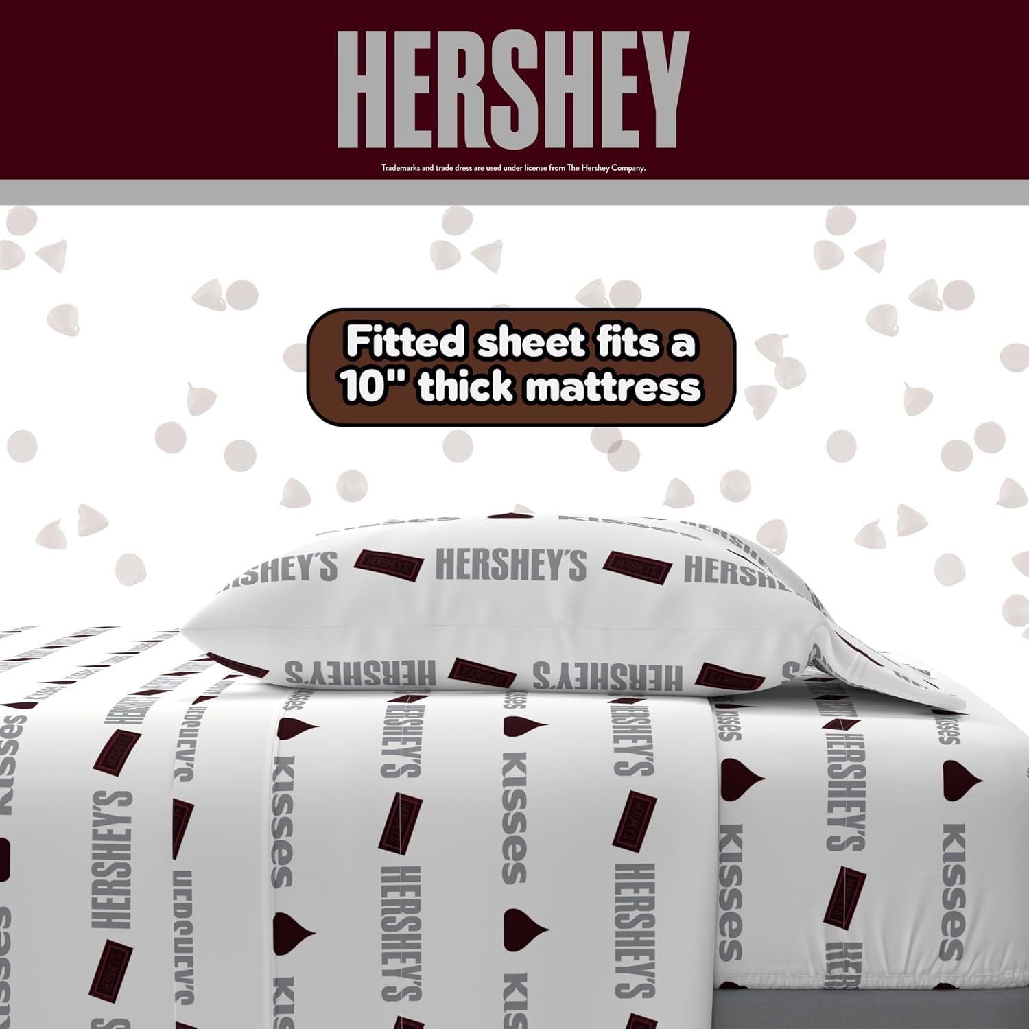 Hershey's Kisses Milk Chocolate Bedding Set, Twin Size 5 Piece Comforter and Sheet Set with Sham, (Officially Licensed Product) by Franco