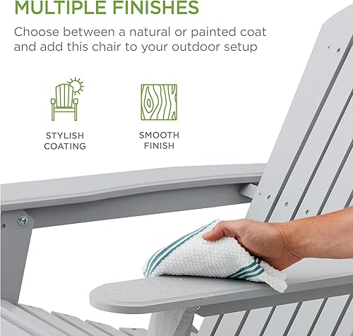 Miniatura 7 de Best Choice Products Silla Adirondack plegable para exteriores, muebles de madera para exteriores, para fogata, patio, con capacidad de peso de 350