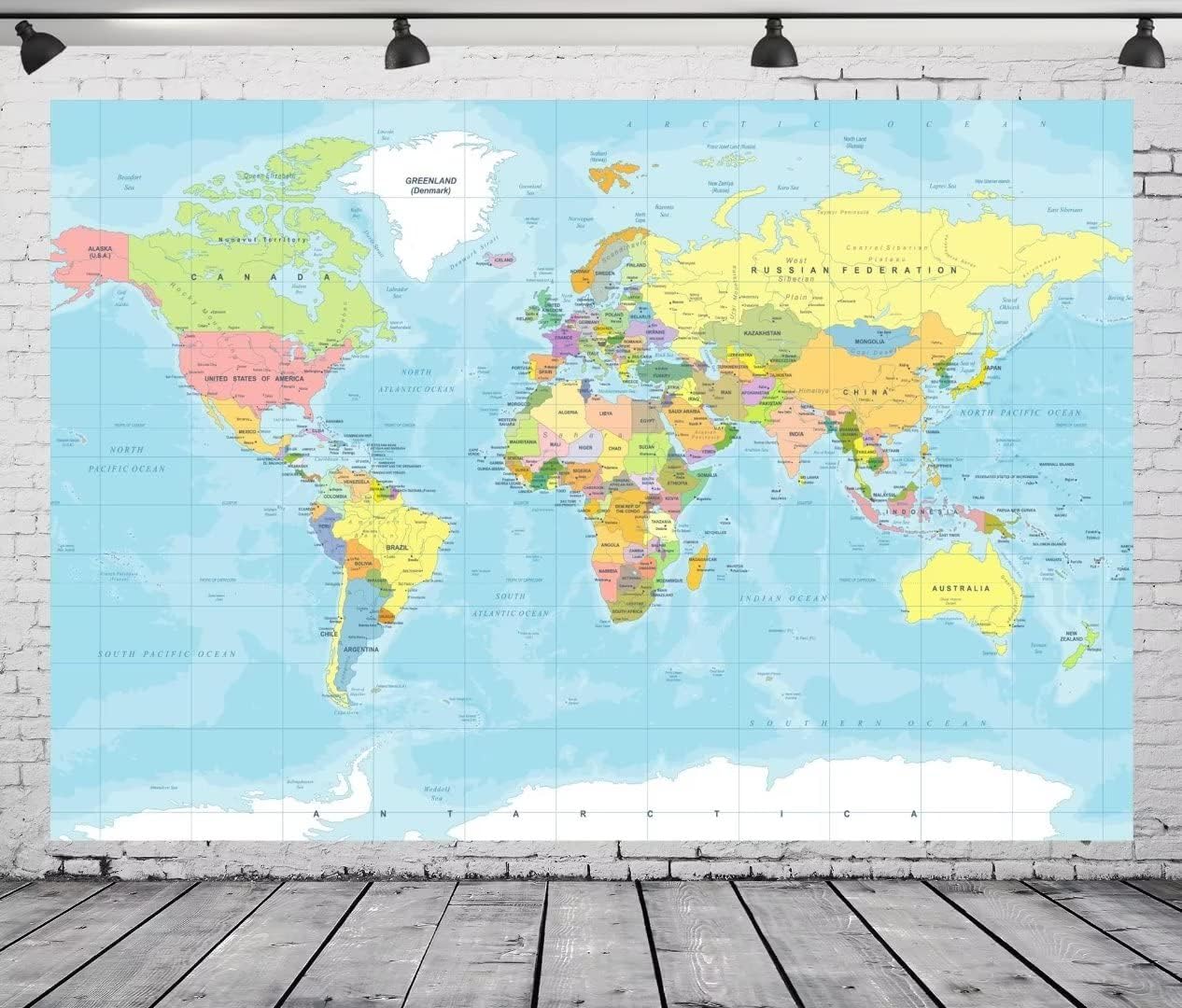 CORFOTO 10x8ft World Map Backdrop Adventure Begins Travel Boys Baby Shower Party Decorations Map Backdrops Around World Adventure Birthday Bridal
