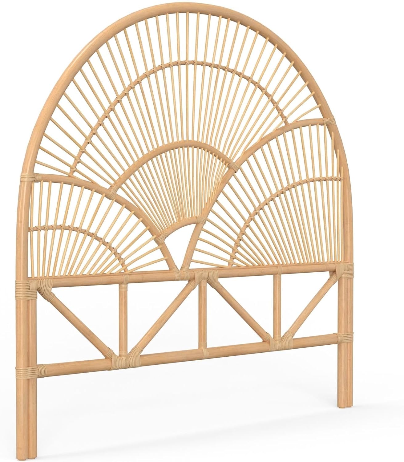 Kouboo Sunrise Rattan Headboard for California King Size Beds Natural Boho Farmhouse Style with Wicker Sunrays Perfect for Coastal Bedroom Built with Sustainable Rattan 72 in Wide from