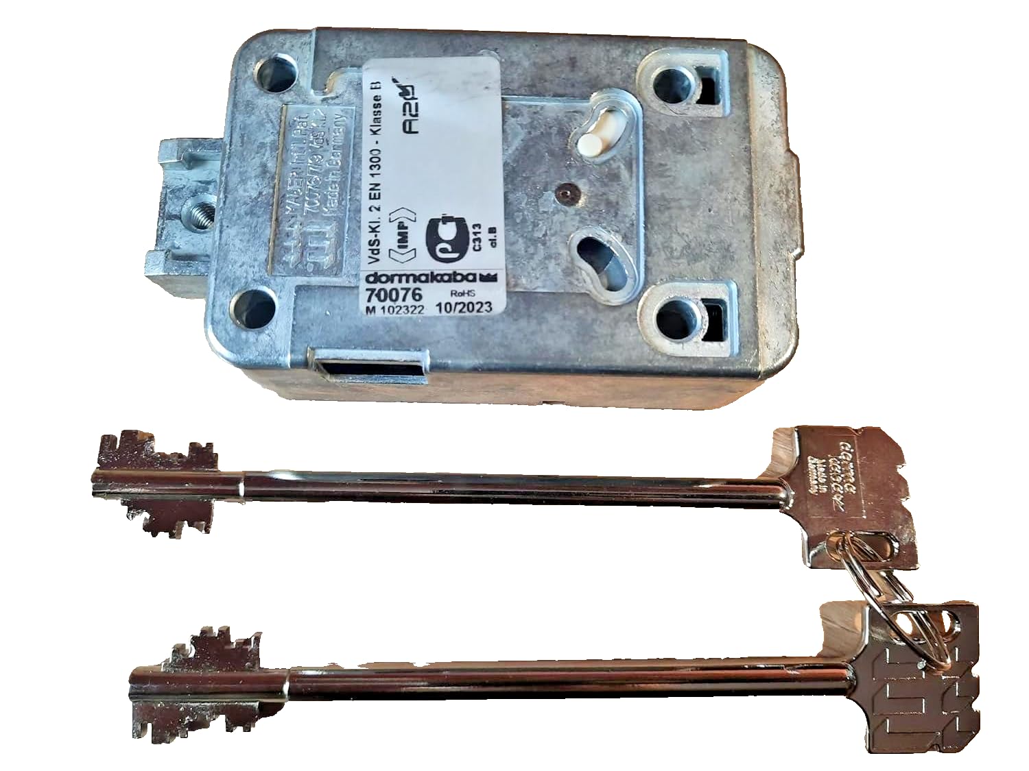 KABA Mauer 70076 Variator B VDS Class 2/EN 1300 A 11-Lever Lock/with 2 Keys (with 2 Keys 150mm)