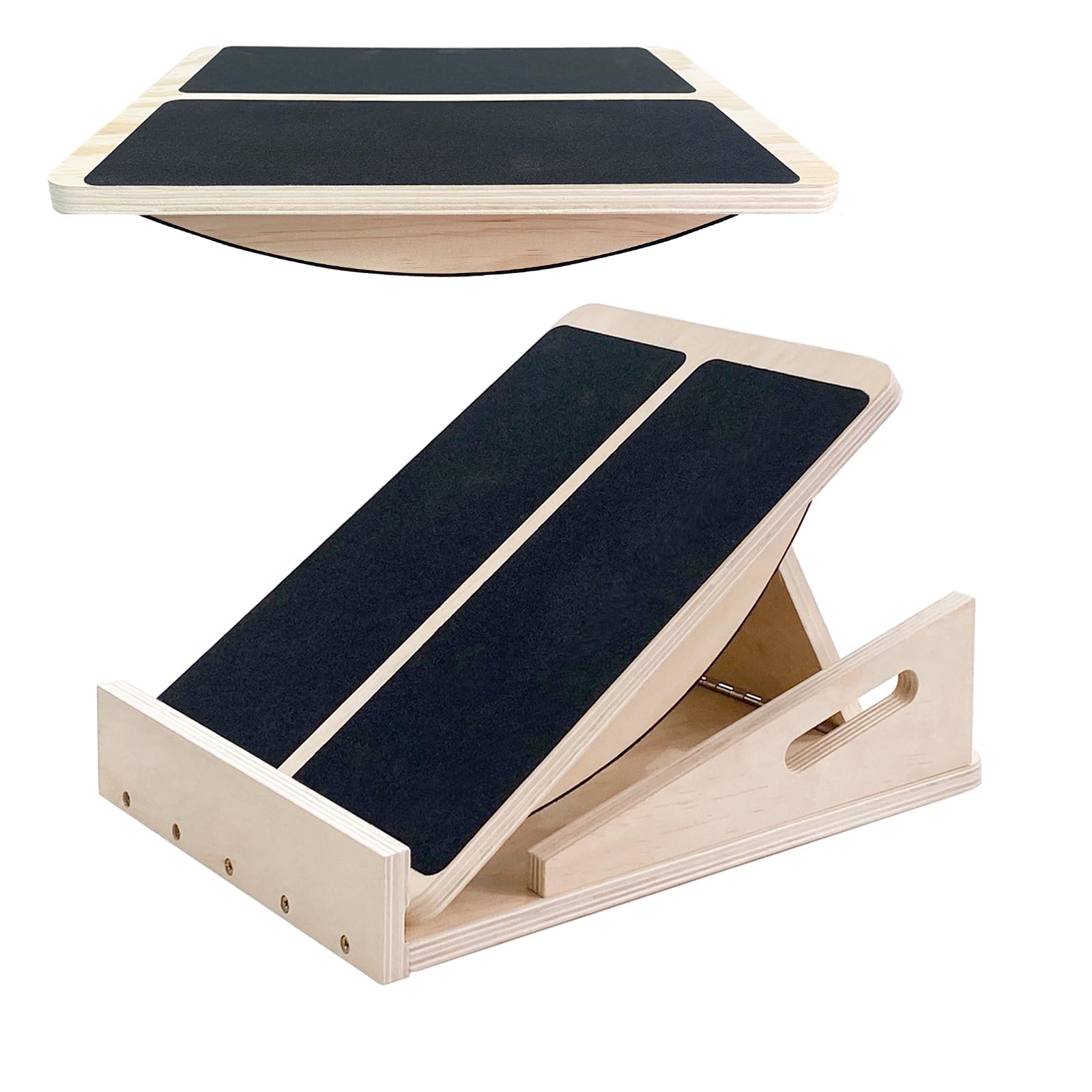 Adjustable Foot Incline Wooden Slant Board For Calf Stretching,440lb Capacity, Balance Velour Stretcher Ankle Stretch Knee Leg Boards Squats Wedge Exercise Fitness Equipment (sland &Balance Board)