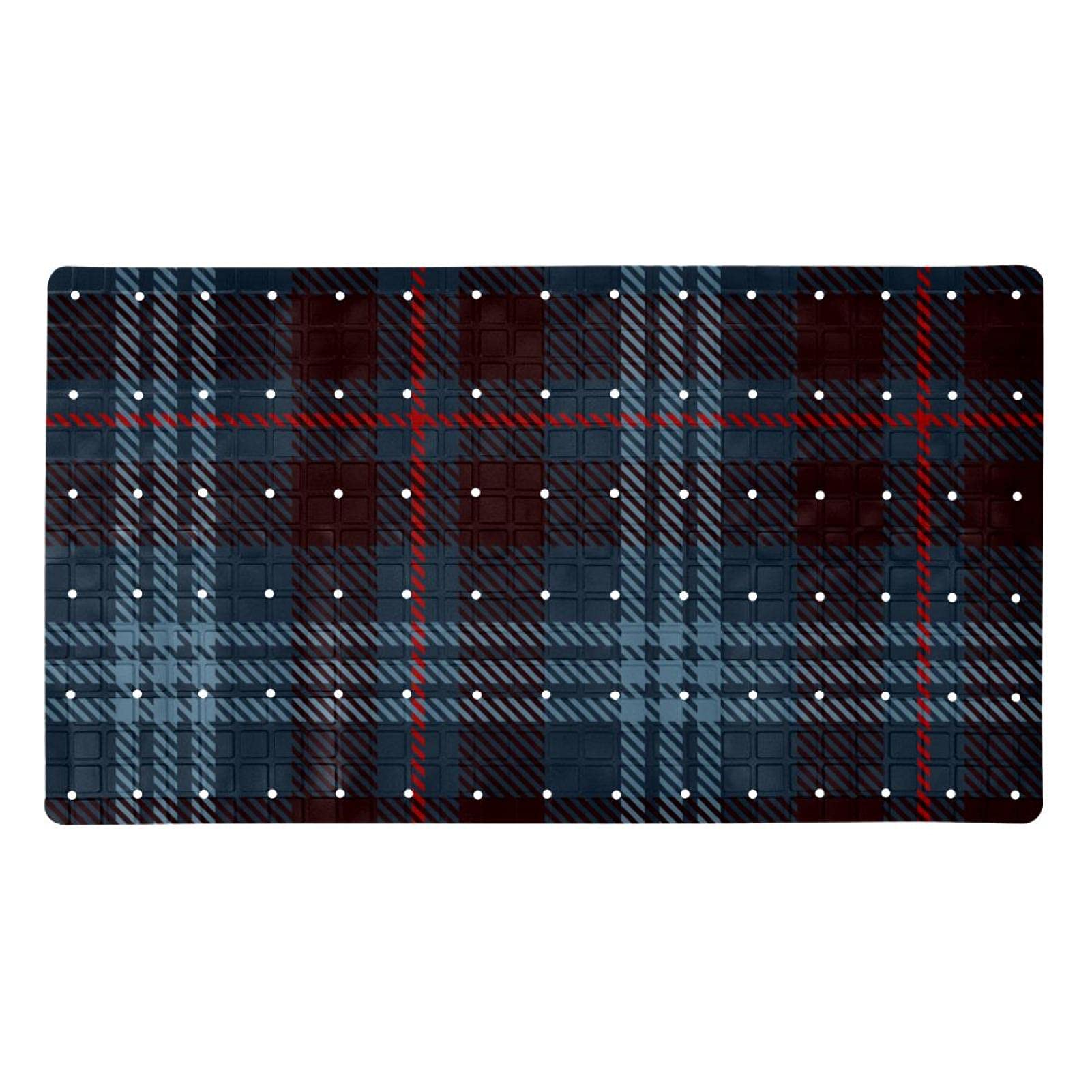 Tapis de bain antidérapant bleu marine et rouge avec ventouses de sécurité