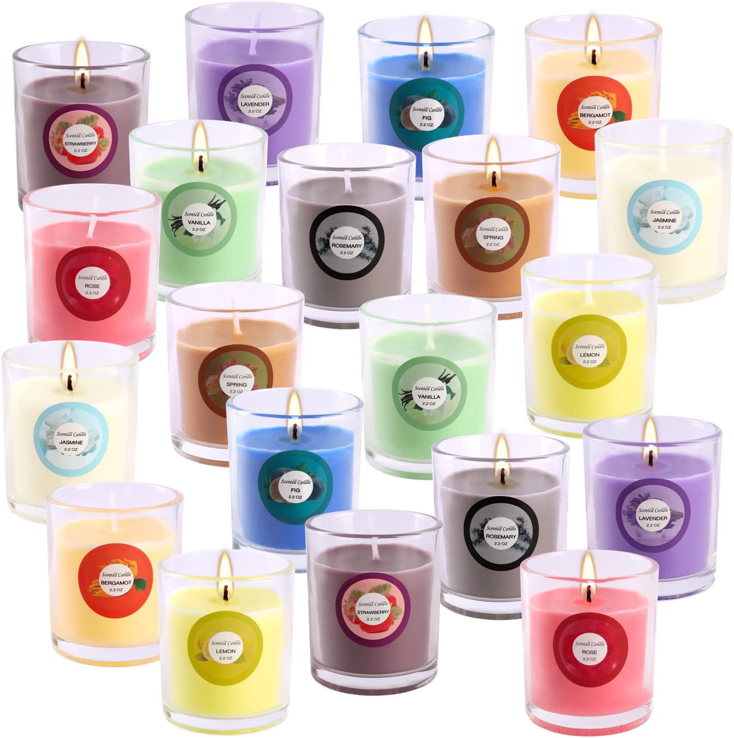 20 Packs Scented Aromatherapy Candle with 10 Fragrances