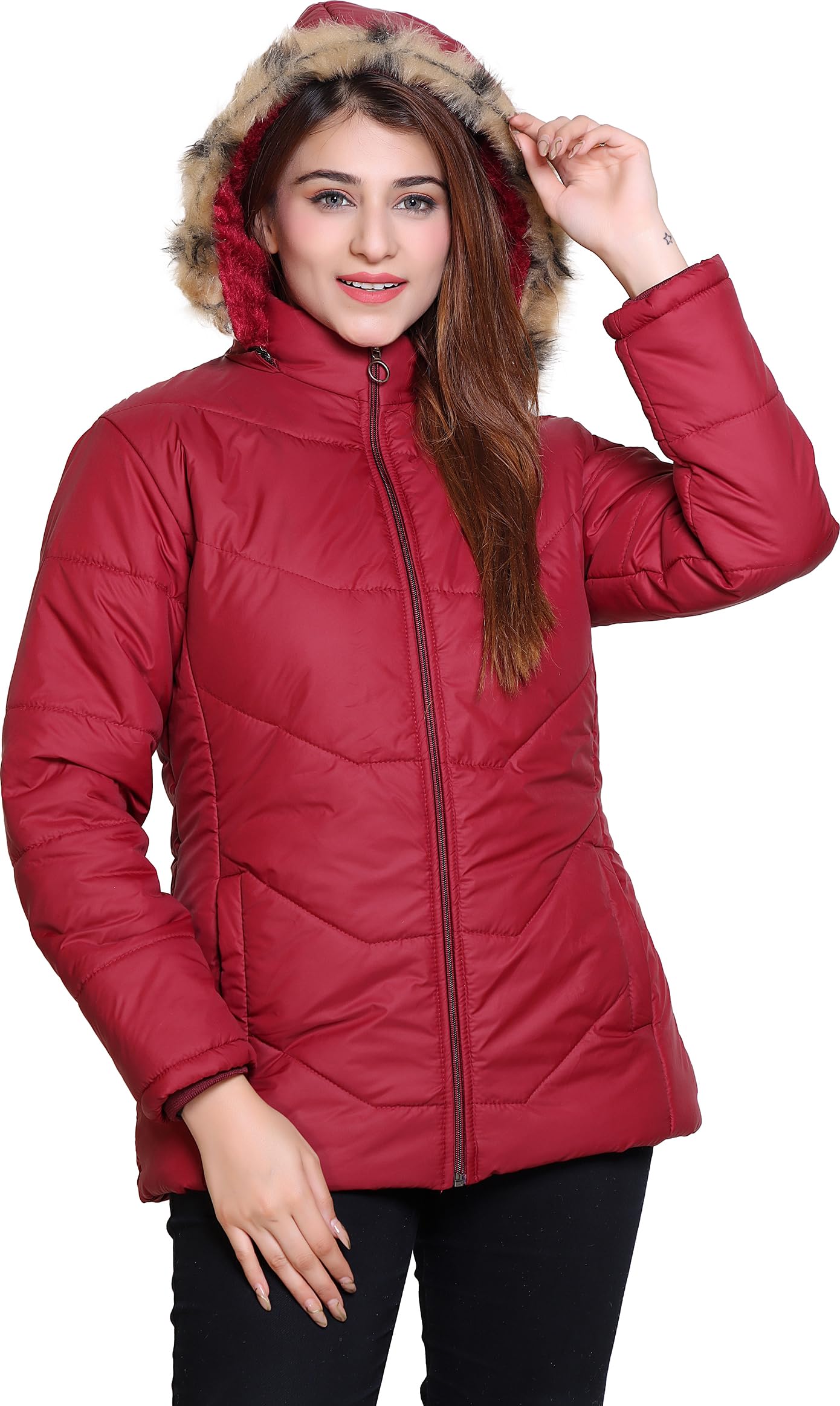 STUFFLIN Women's Quilted Jacket | Full Sleeve Solid Puffer Jacket | Winter Wear Jacket | Hooded Jacket-picture-29