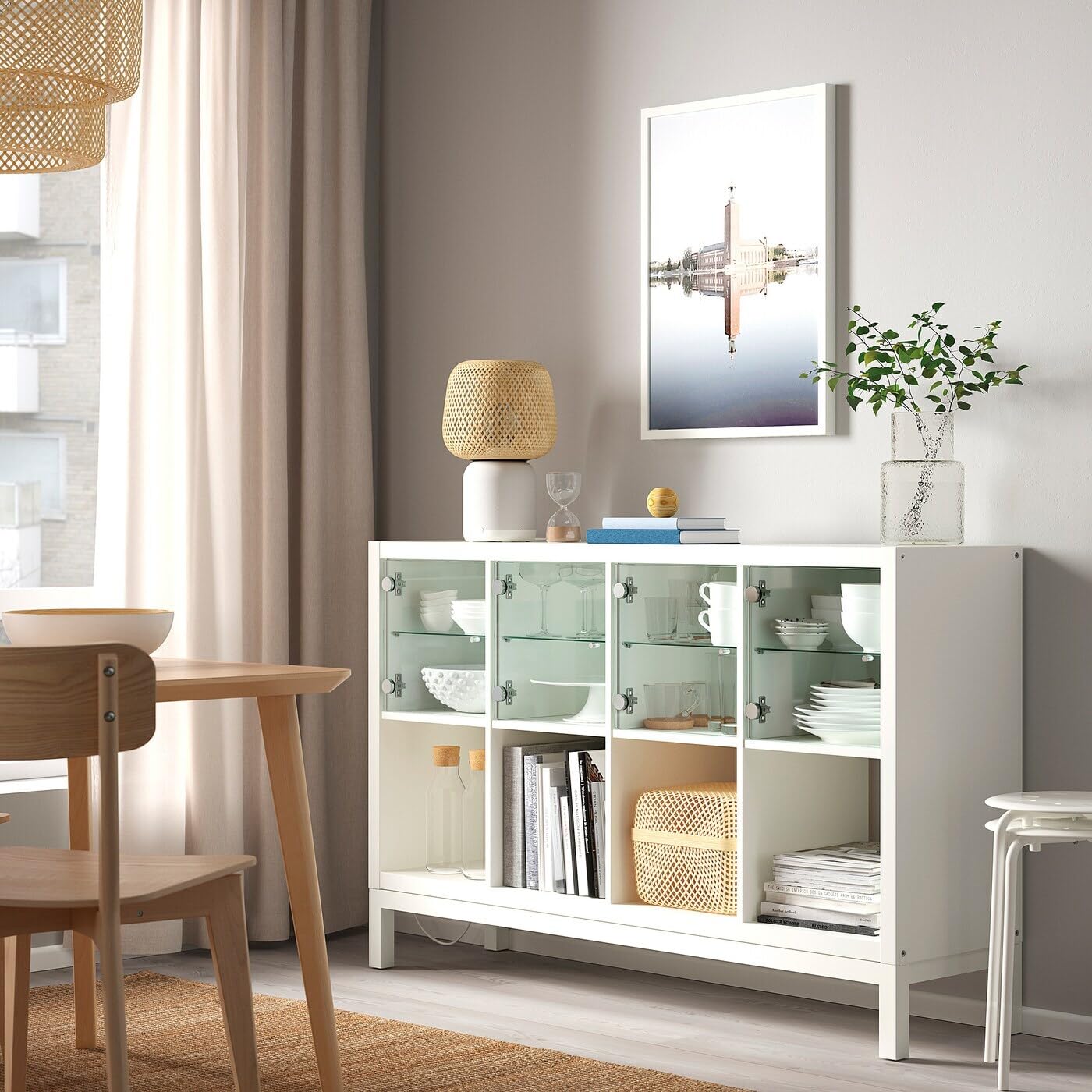 IKEA KALLAX Vitrinentüreinsatz weiß; (33x33cm); Kompatibel mit EXPEDIT