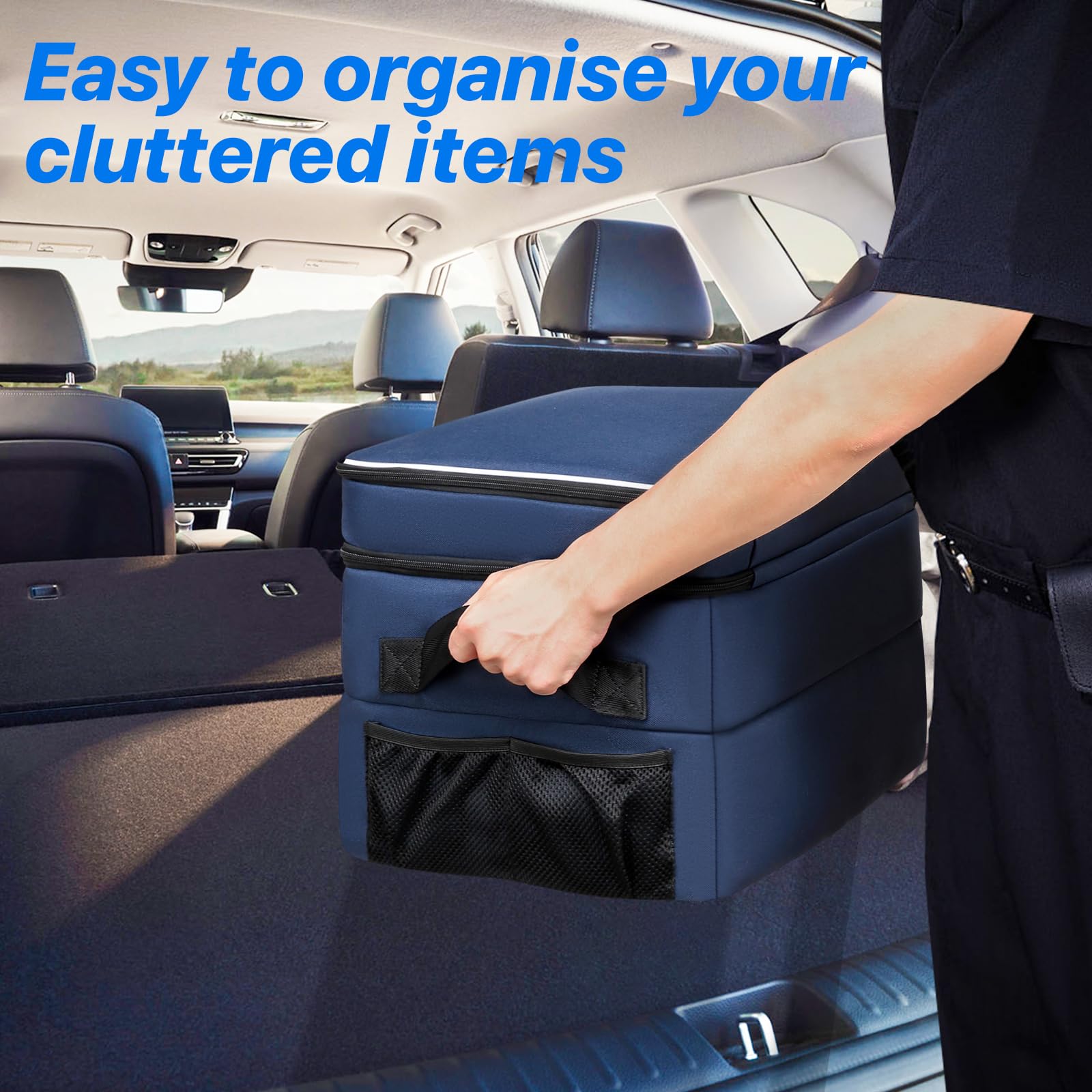 Golfkoffer-Organizer, 3-lagiges Golfzubehör für Herren, 2 Paar Schuhe, separates belüftetes Fach, Golf-Organizer für Auto, Bälle, Kleidung, Handschuhe, Zubehör, Golf-Geschenke, Blau