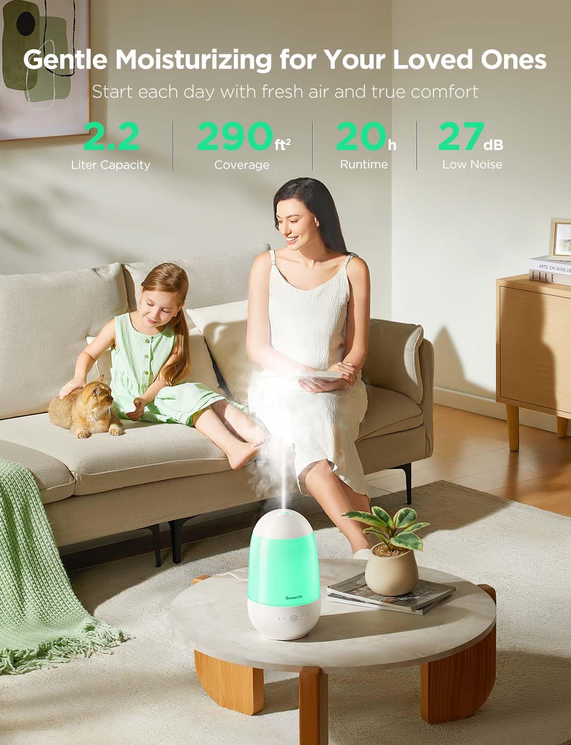GoveeLife Smart Humidifier 2.2L with WiFi Refrigerator Thermometer