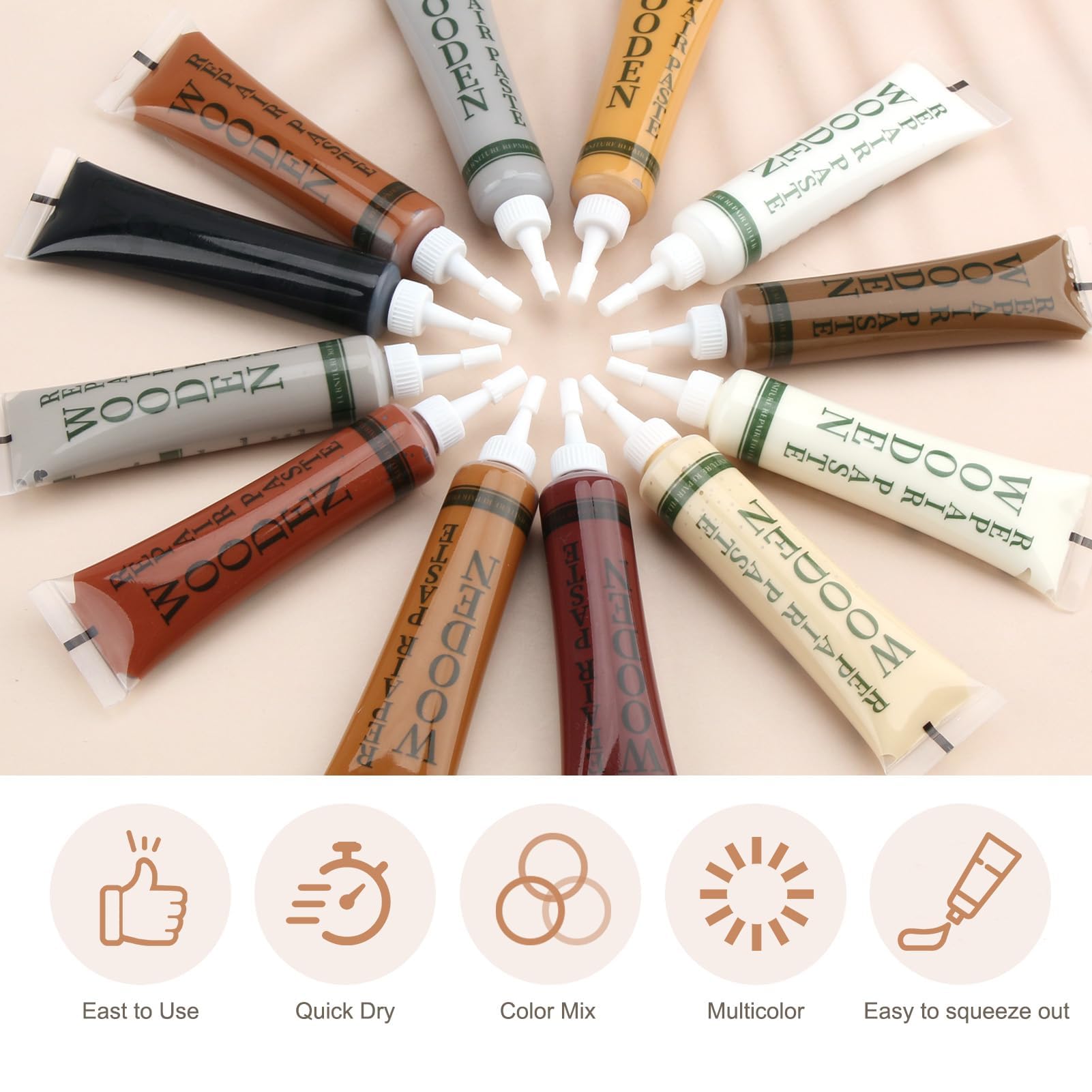 Wood Furniture Repair Kit, 12 Colour Wood Repair Kit Laminate Floor Repairs, Wood Touch up Fillers for Wooden Cabinet Floor - Image 3
