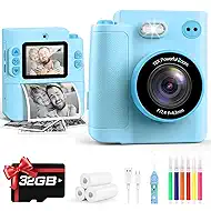 Camera for Kids Instant Print: Toys for Boys Girls Digital Camera That Prints Photos Dual Lens Birthday Gift for Kids Teen Boy Ages 3 4 5 6 7 8 9 10 11 12 Xmas Valentines Gifts Blue