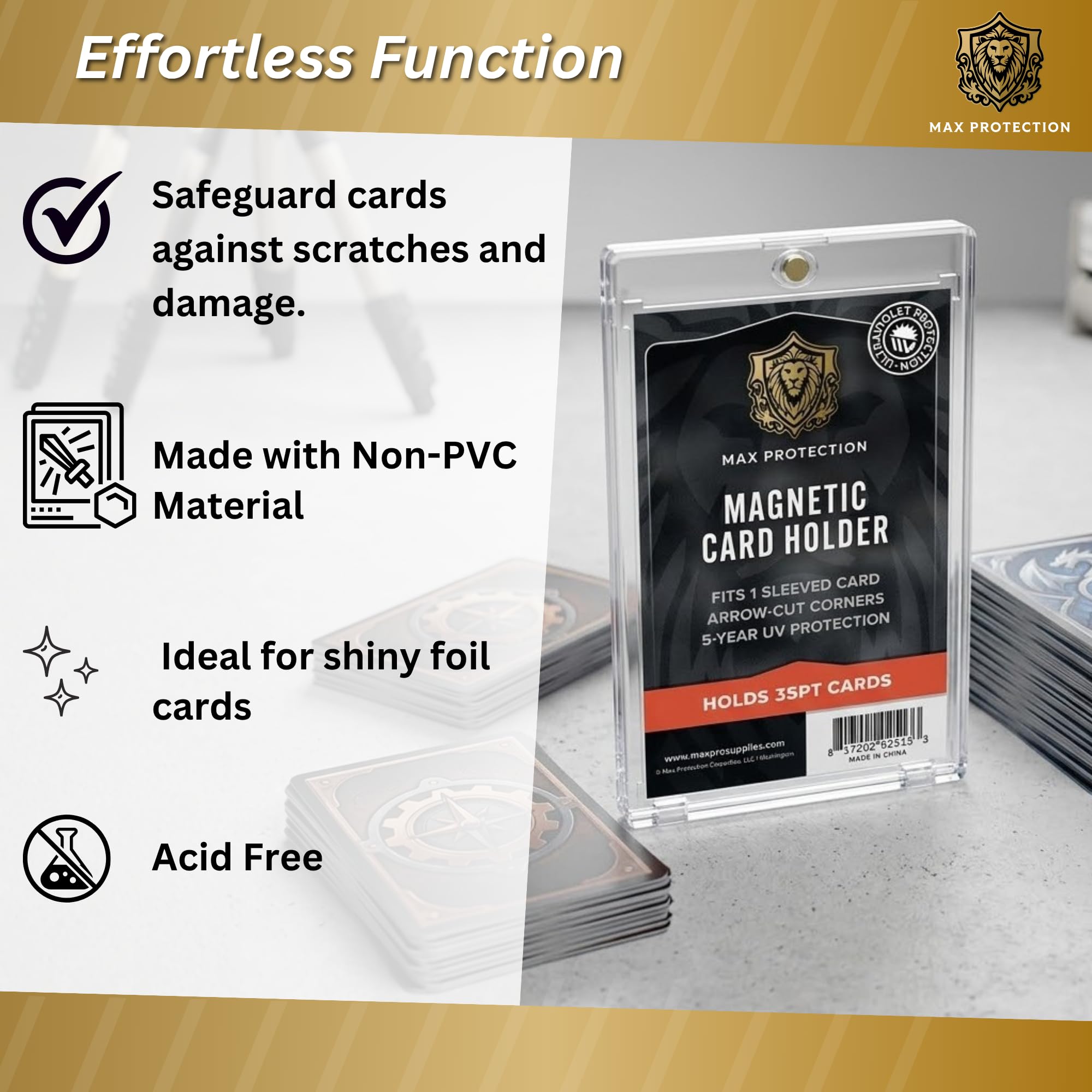 max protection card sleeves Amazon.com: Max Protection Magnetic Card Holder for Sleeved Cards – 10-Pack  35pt Ultra-Clear Cases – Hard Plastic Card Sleeves Holders, UV Protector  Case