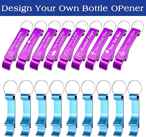 Miniatura 4 de Abrebotellas personalizado con texto y logotipo, abridor de botellas grabado, llavero personalizado para abrebotellas para recuerdos de boda,